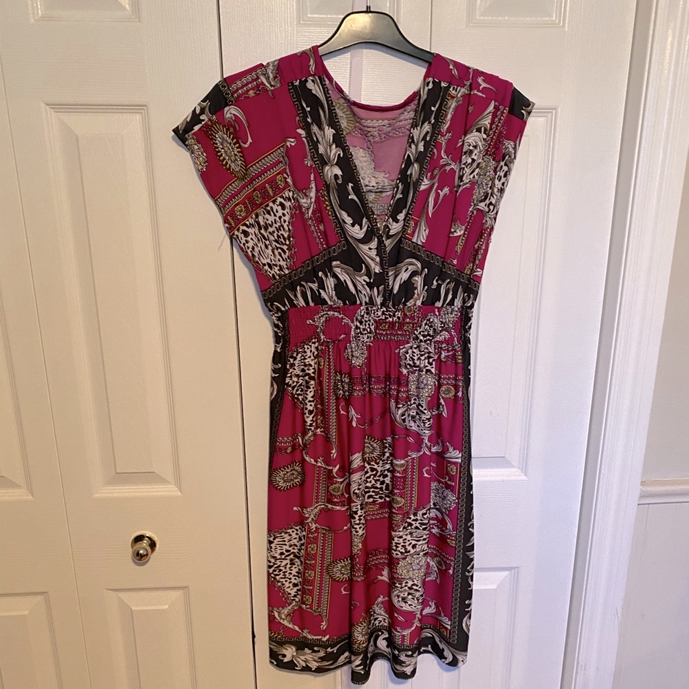 Light Fuchsia  pattern poly dress